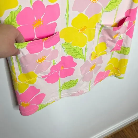 Vintage Lilly Pulitzer Shift Dress Womens Medium Pink Yellow Floral Pockets - Picture 6 of 11